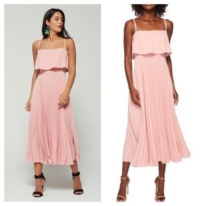 Jill Stuart / Nicole popover pink rose water Pleated dress midi bridesmaid 4